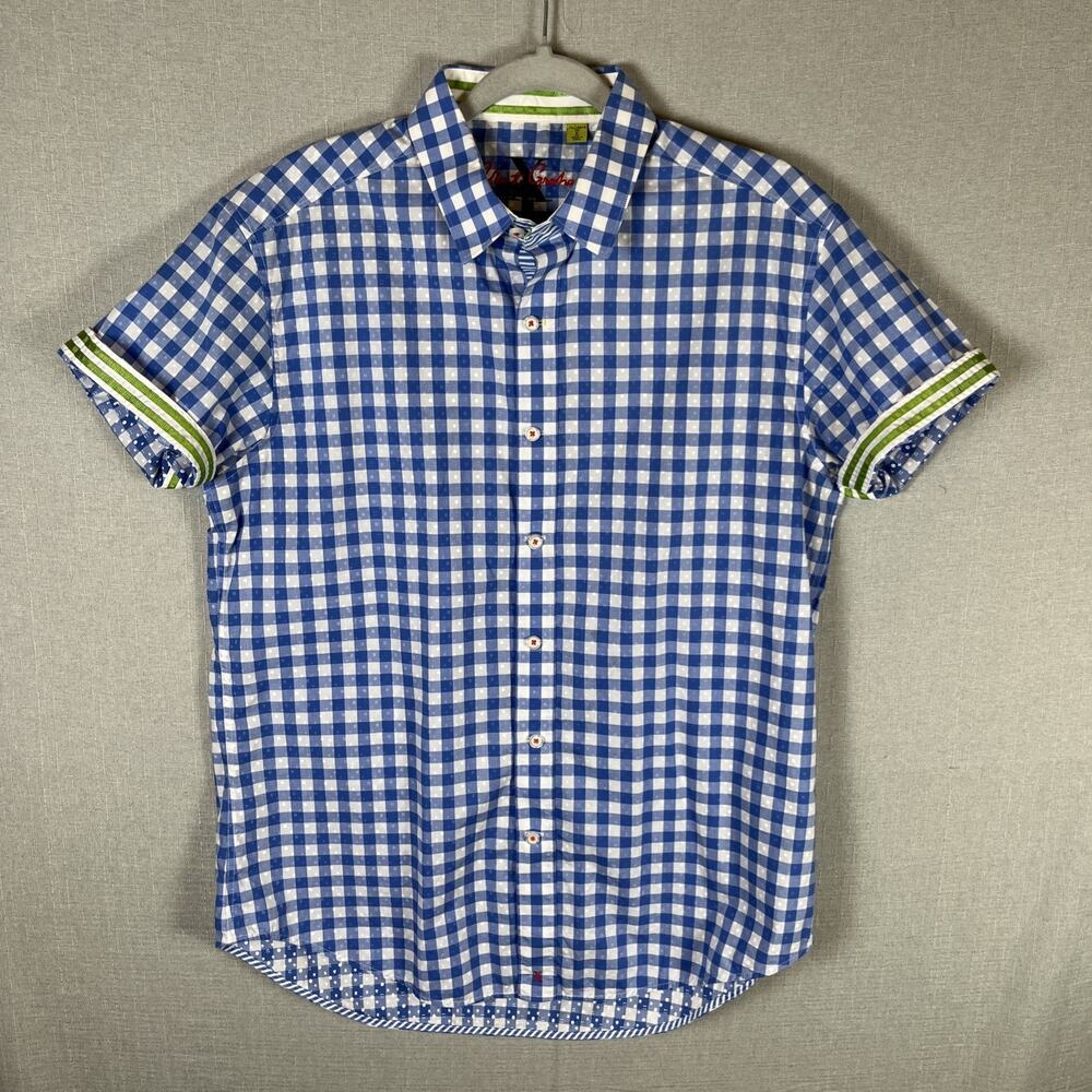 Robert Graham X Mens Large Button-Up Short Sleeve Sport Shirt Contrast Plaid